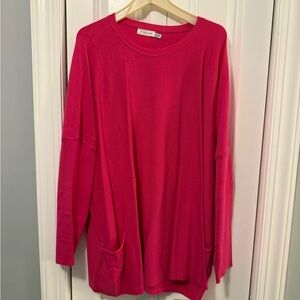 Chic Soul Vibrant Pink Crew Neck Sweater